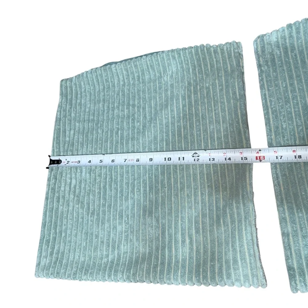 Set of 2 Sage Green Corduroy Throw Pillow Covers 16x16 Square Ribbed Decorative